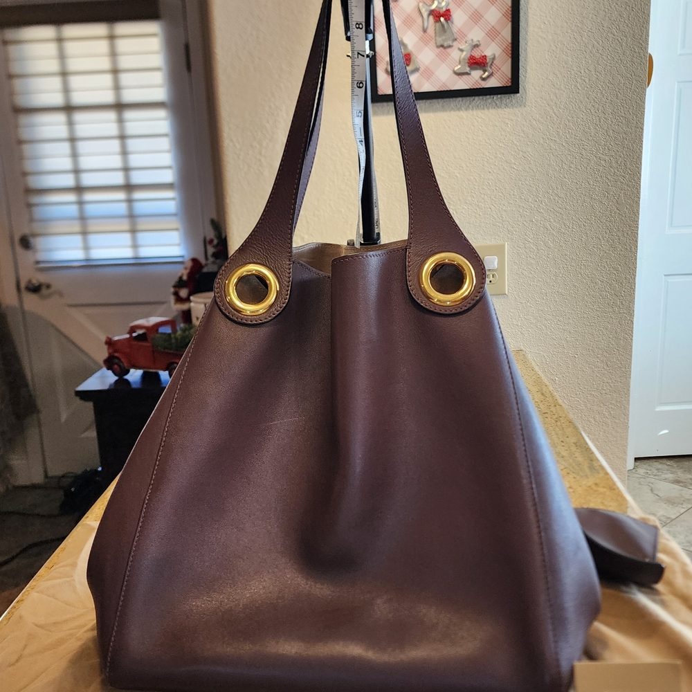 Burberry Purple Leather Tote with Gold Accents